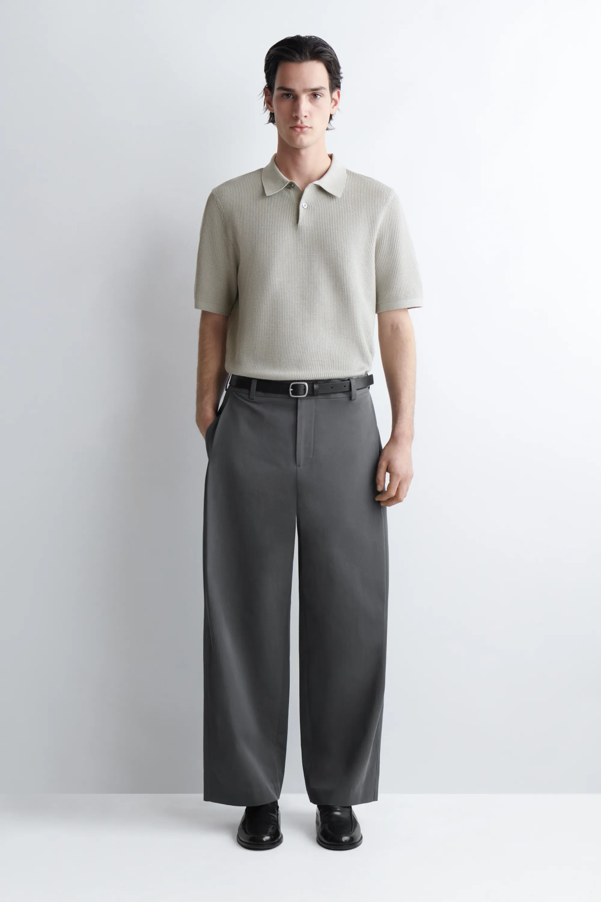 POLO EN MAILLE DE COTON GAUFRÉE - VERT CLAIR