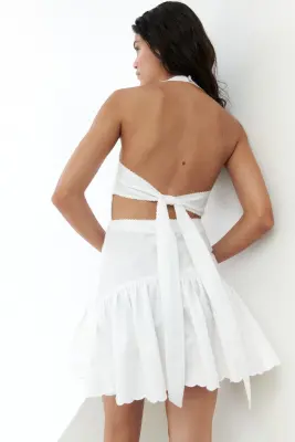 Robe dos nu avec broderie anglaise - Ivoire — photo 2
