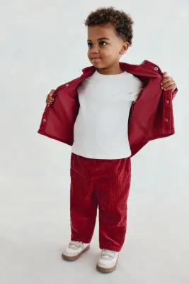 Chemise en velours de coton côtelé - Rouge — photo 1