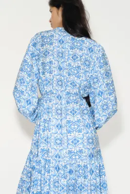 Robe à étage imprimée - Crème/motif — photo 2