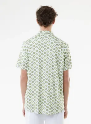 Chemise Verte Manches Courtes en Lin / Elasthanne — photo 3
