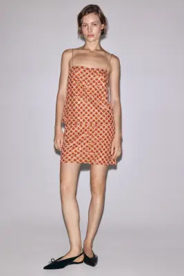 Top ornementé à bretelles fines - Rose poudré/orange — photo 2