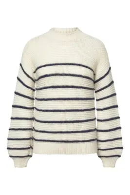 Marine Merino Wool Sweater - Cream with navy — photo 4