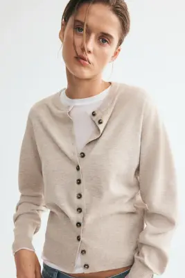 Gilet en maille fine - Beige clair chiné — photo 1