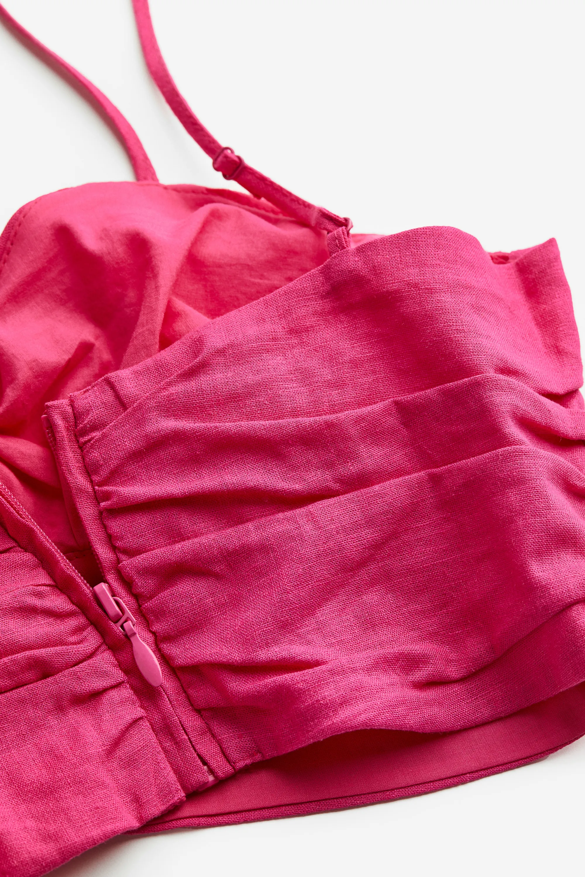 Crop top en lin mélangé - Rose cerise