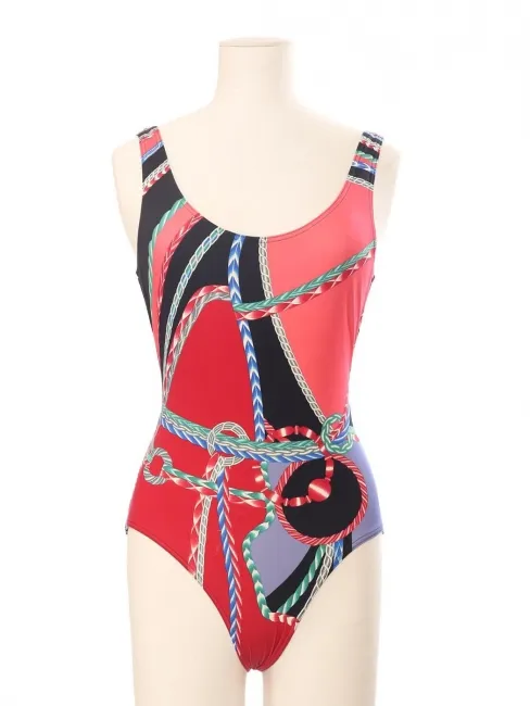Maillot de bain une pièce imprimé rouge noir vert bleu Prix boutique 500€ Taille S