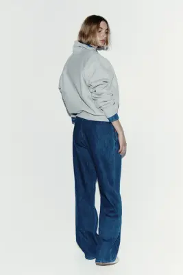Pantalon en denim avec cordon de serrage - Bleu denim — photo 4