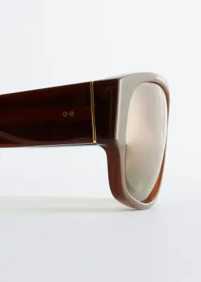 Lunettes de soleil à monture ovale - Marron Clair — photo 5