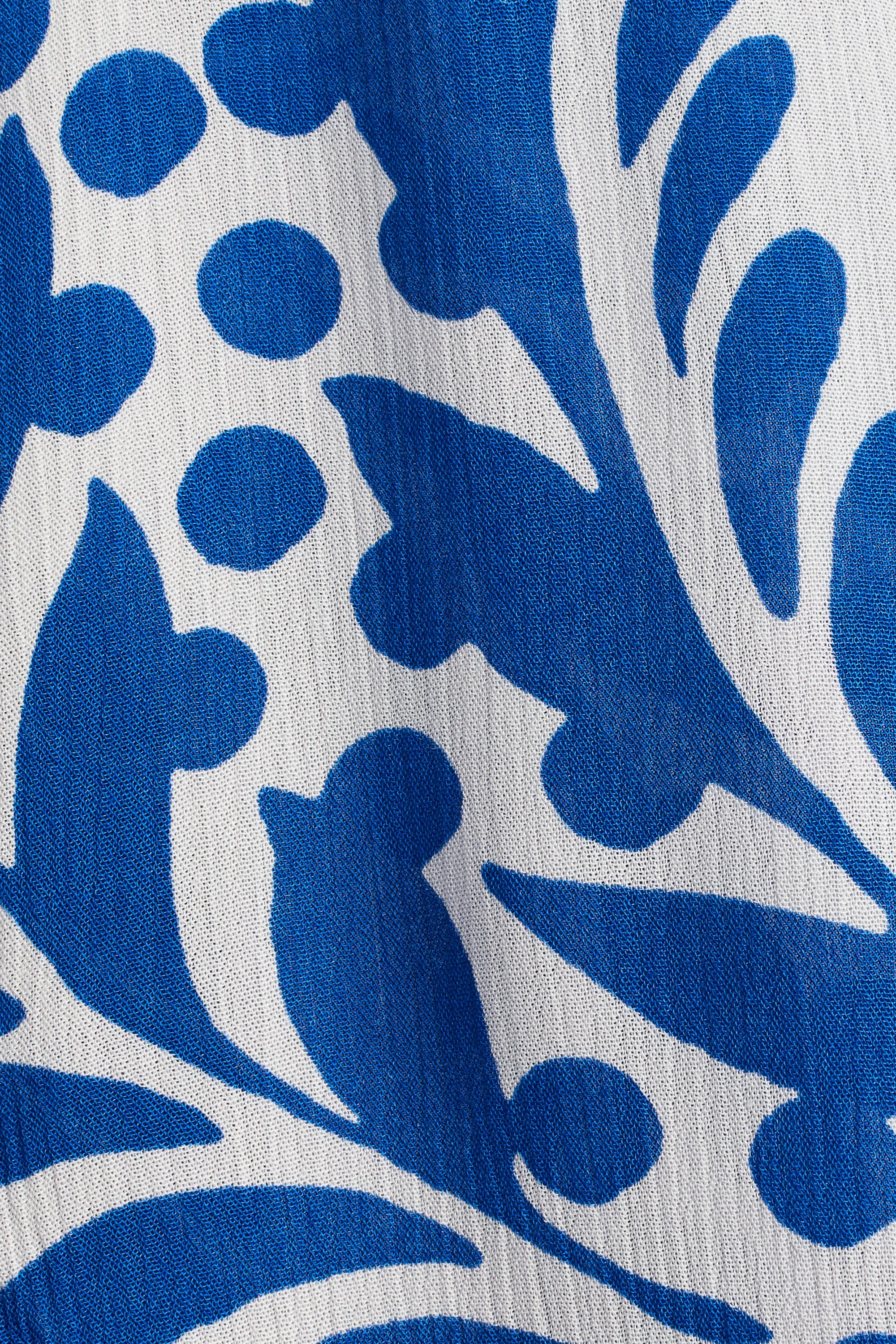 Chemise en viscose froissée - Blanc/motif bleu