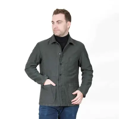 Veste Workwear en Moleskine en Coton Bio 4M/5 - Khaki foncé — photo 2