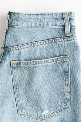 Short en denim à effet usé - Bleu denim clair — photo 5