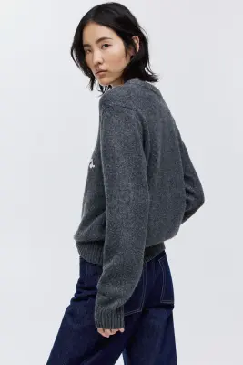 Pull à motif jacquard - Gris foncé chiné/Les Alpes — photo 2