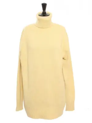 Pull col roulé en laine de cachemire 100% jaune pâle Prix boutique 1700€ Taille XL — photo 1