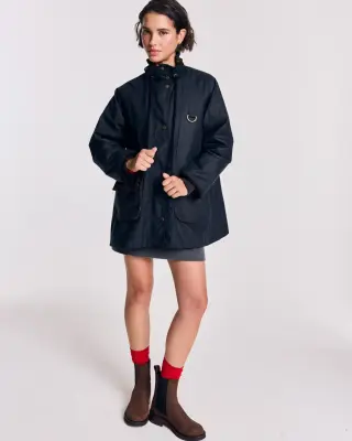 Veste Anaïs bleu marine et léopard fauve Barbour x Balzac — photo 4