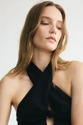 Robe dos nu en lin - Noir — photo 2