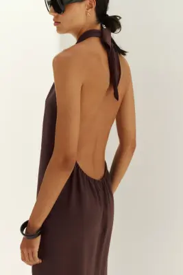 Robe de plage frangée - Marron foncé — photo 3