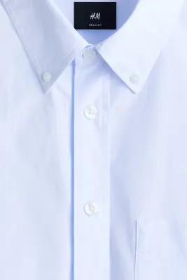 Chemise Relaxed Fit en popeline de coton - Bleu clair — photo 5