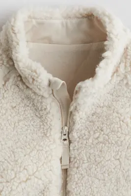 Veste à capuche en tissu peluche - Crème — photo 1
