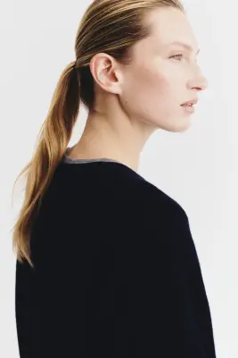 Pull oversize en laine - Bleu marine — photo 3