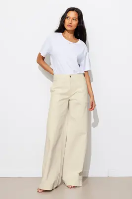 Pantalon large en toile Femme — photo 2
