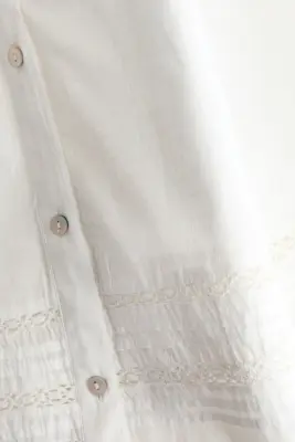 Robe tunique oversize avec ceinture à nouer - Blanc — photo 5