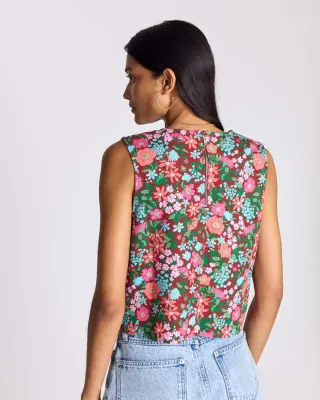 Top Roda imprimé Liberty rose et bordeaux — photo 5