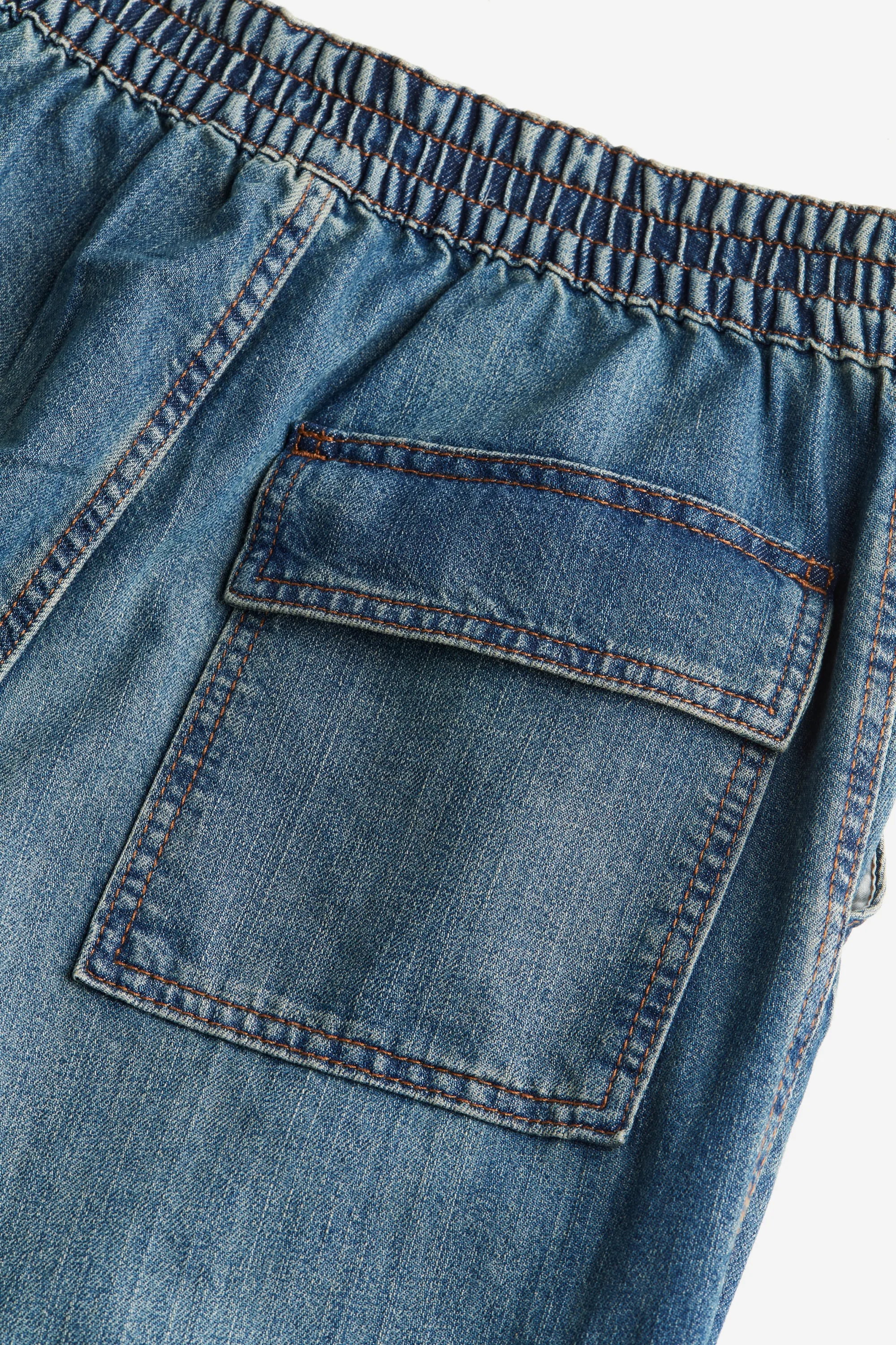 Pantalon parachute en denim - Bleu denim