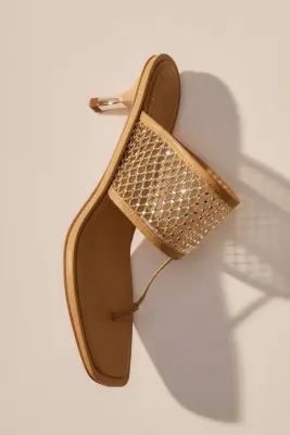 Sandales ornementées avec talon kitten heel - Beige — photo 3