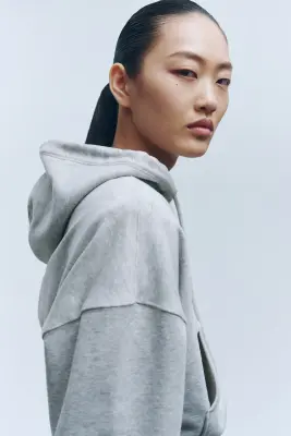 Hoodie court - Gris clair chiné — photo 3