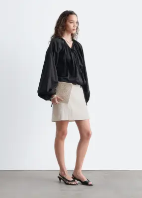 Blouse croisée en coton - Noir — photo 4
