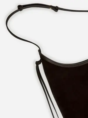 Sac à bandoulière en cuir suédé - Marron foncé — photo 2