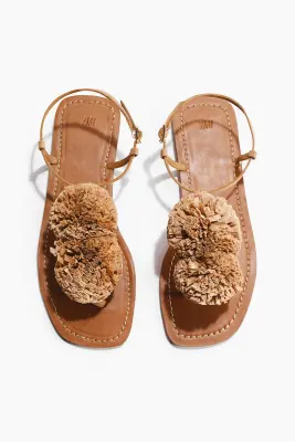 Sandales à brides fines avec applications - Beige foncé — photo 2