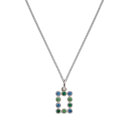 Pendentif seul Argent Rhodié - Oxyde de Zirconium Vert et Bleu Go Mademoiselle 600114