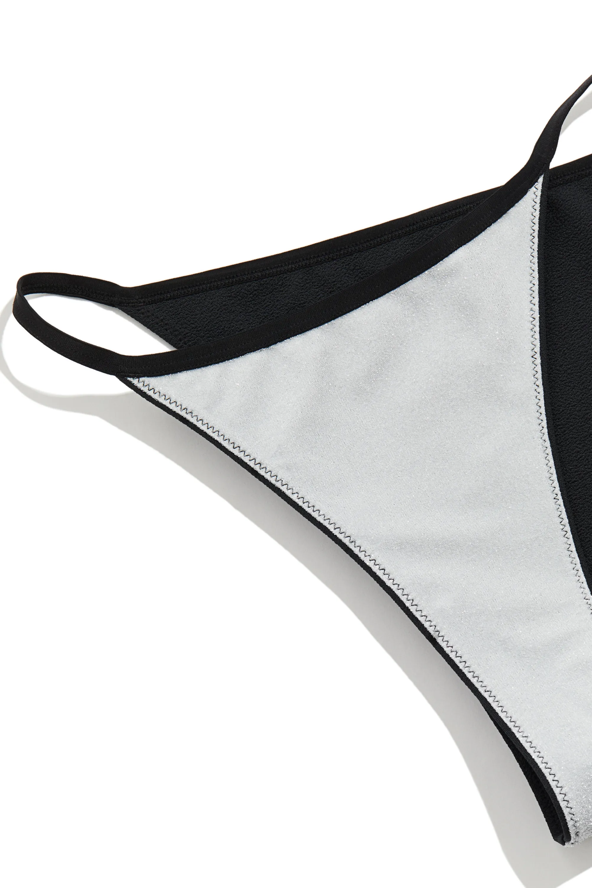 Bas de maillot Tanga réversible - Argenté/noir