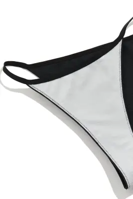 Bas de maillot Tanga réversible - Argenté/noir — photo 1