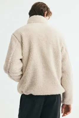 Veste zippée en tissu Teddy bear - Beige clair — photo 3