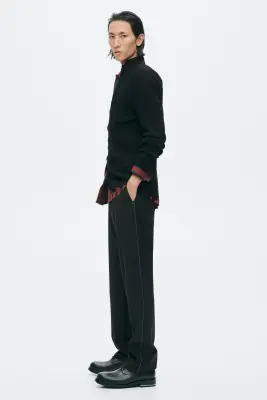 Pantalon chic Regular Fit en laine mélangée - Noir — photo 4