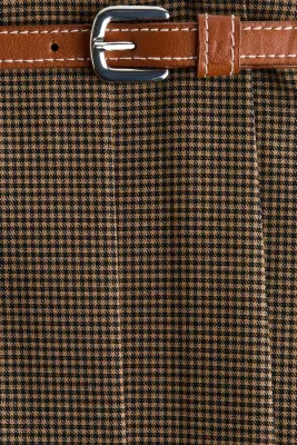 Jupe-short avec détail ceinture - Beige/motif pied-de-poule — photo 5