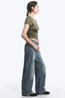 Jean jambe large taille basse Ample - Bleu Redondo - Bleu moyen — photo 4