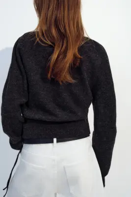 Gilet croisé - Gris foncé chiné — photo 1