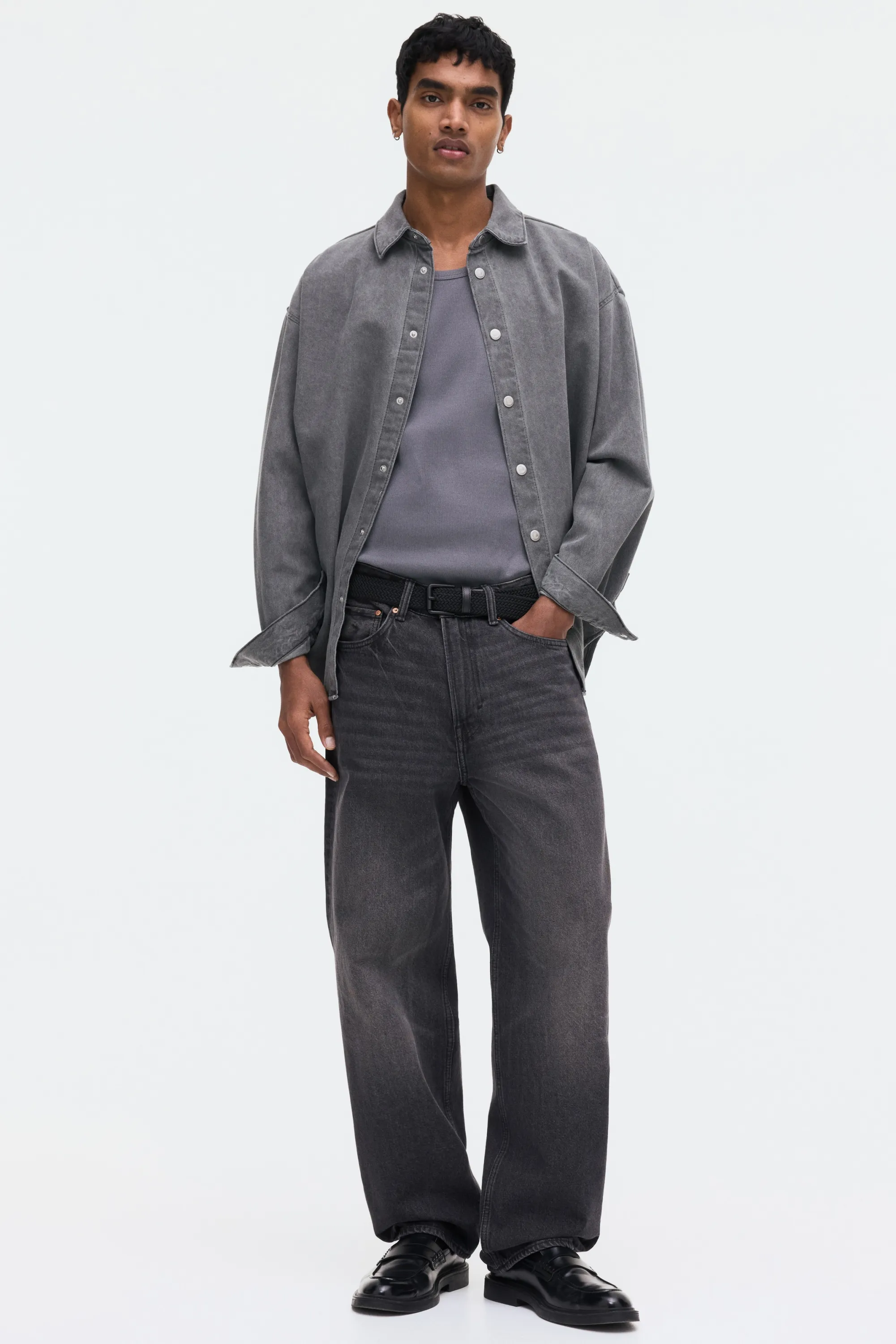 Débardeur côtelé Slim Fit - Gris foncé