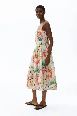 Robe avec corsage façon corset - Blanc/fleuri — photo 3