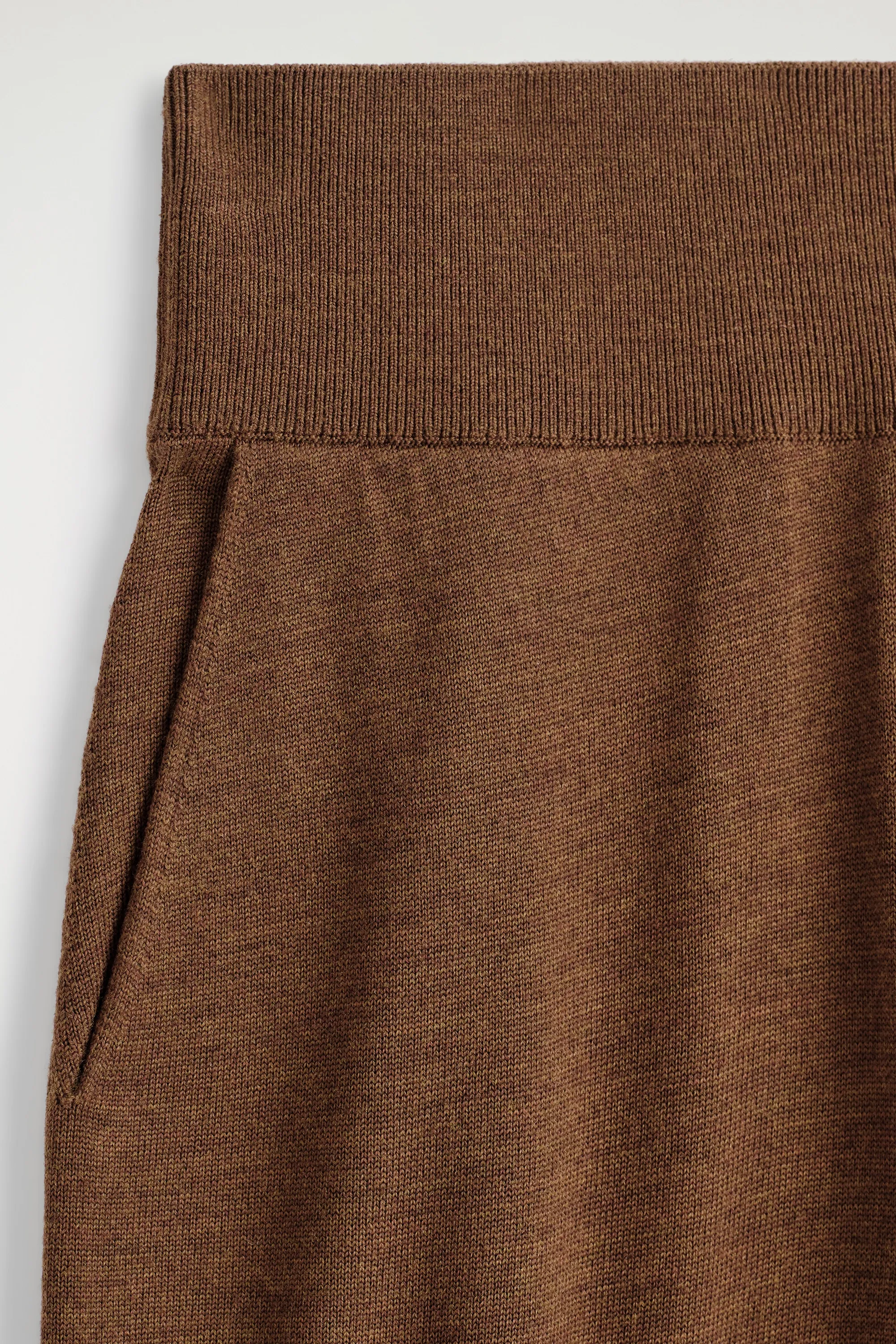 PANTALON BARREL EN LAINE MÉRINOS - BRUN CHINÉ