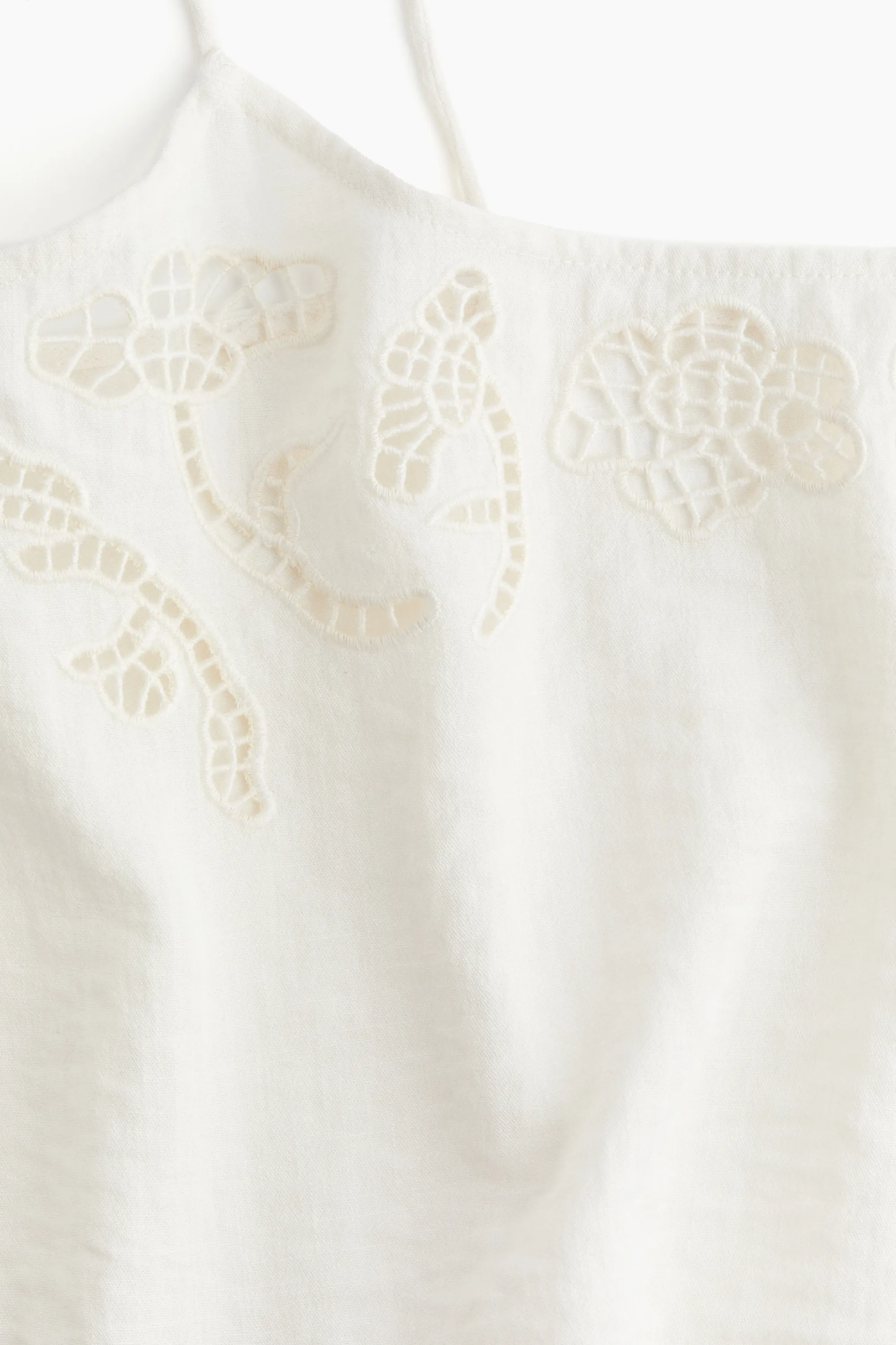 Top de plage avec broderie anglaise - Blanc