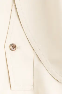 Veste en lin mélangé avec col foulard - Crème — photo 4