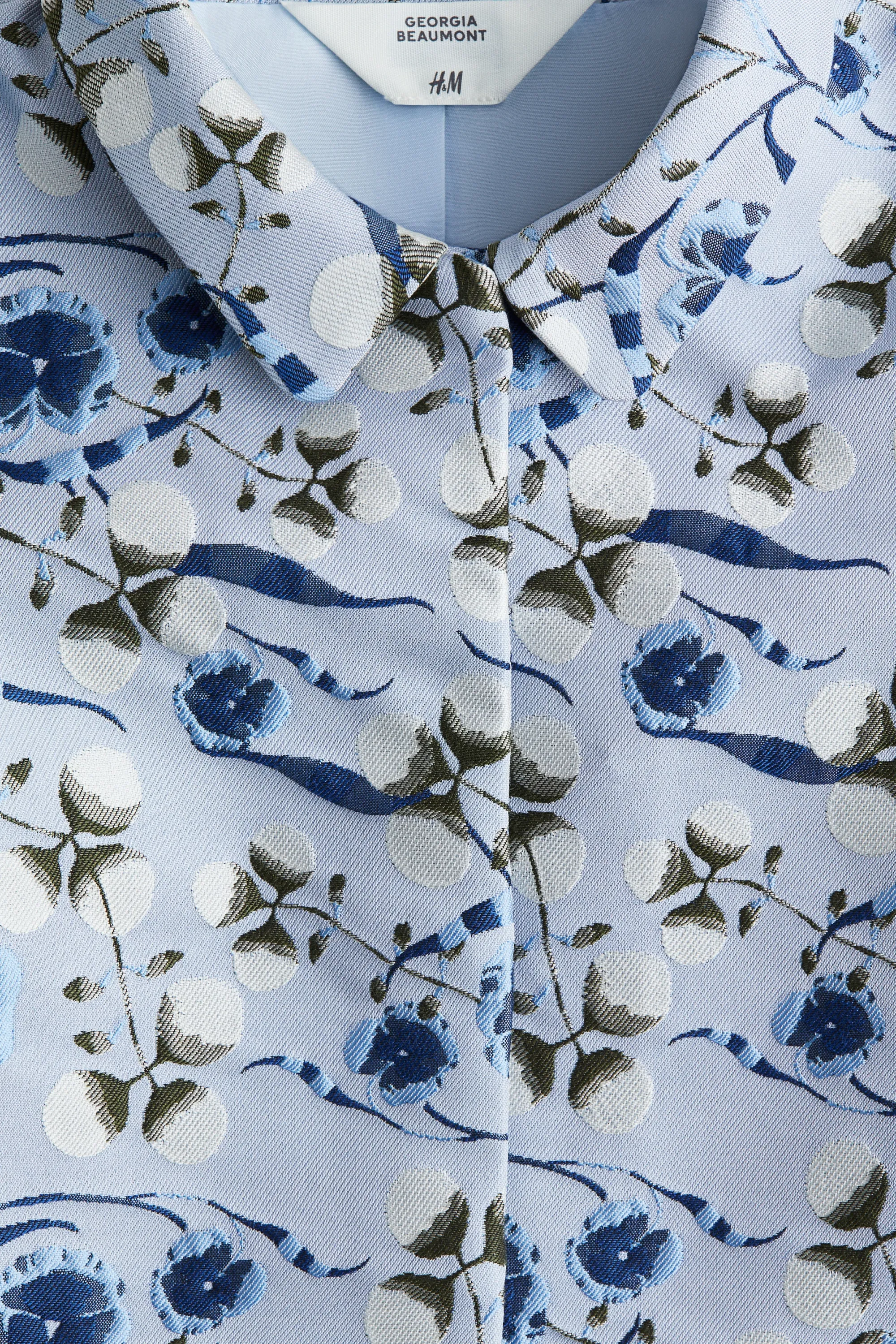 Blazer en tissu jacquard - Bleu/fleuri