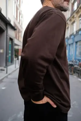 Comoli – Cotton Jersey Long-Sleeve T-Shirt E03-05009 – BROWN — photo 2