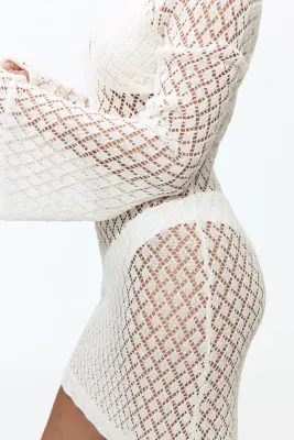 Robe de plage en maille pointelle - Blanc — photo 3