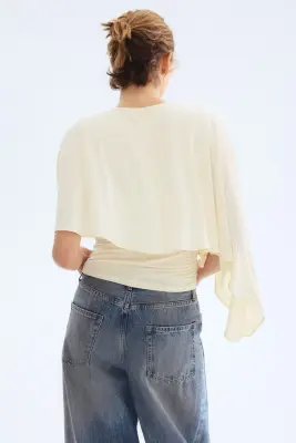 Top avec détail façon cape - Orange pâle — photo 3