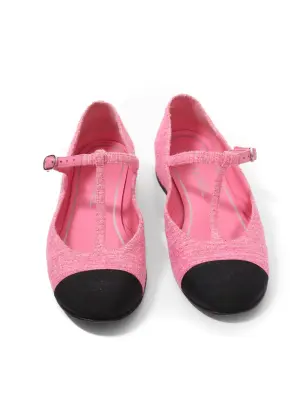 Ballerines plates en tweed rose et bouts noirs CROISIERE 2023 Prix boutique 1100€ Taille 38 — photo 3